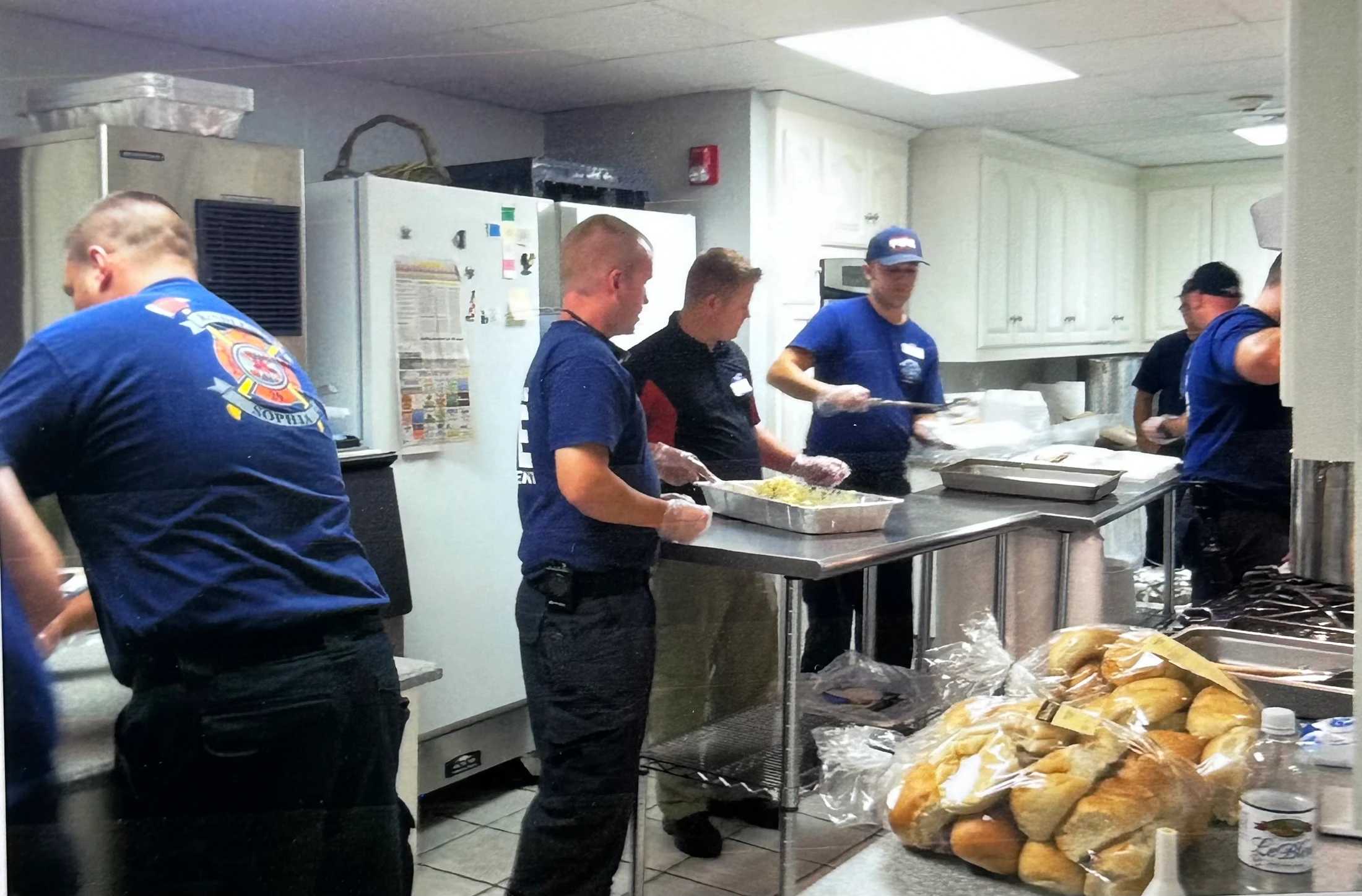 fireman cooking at church