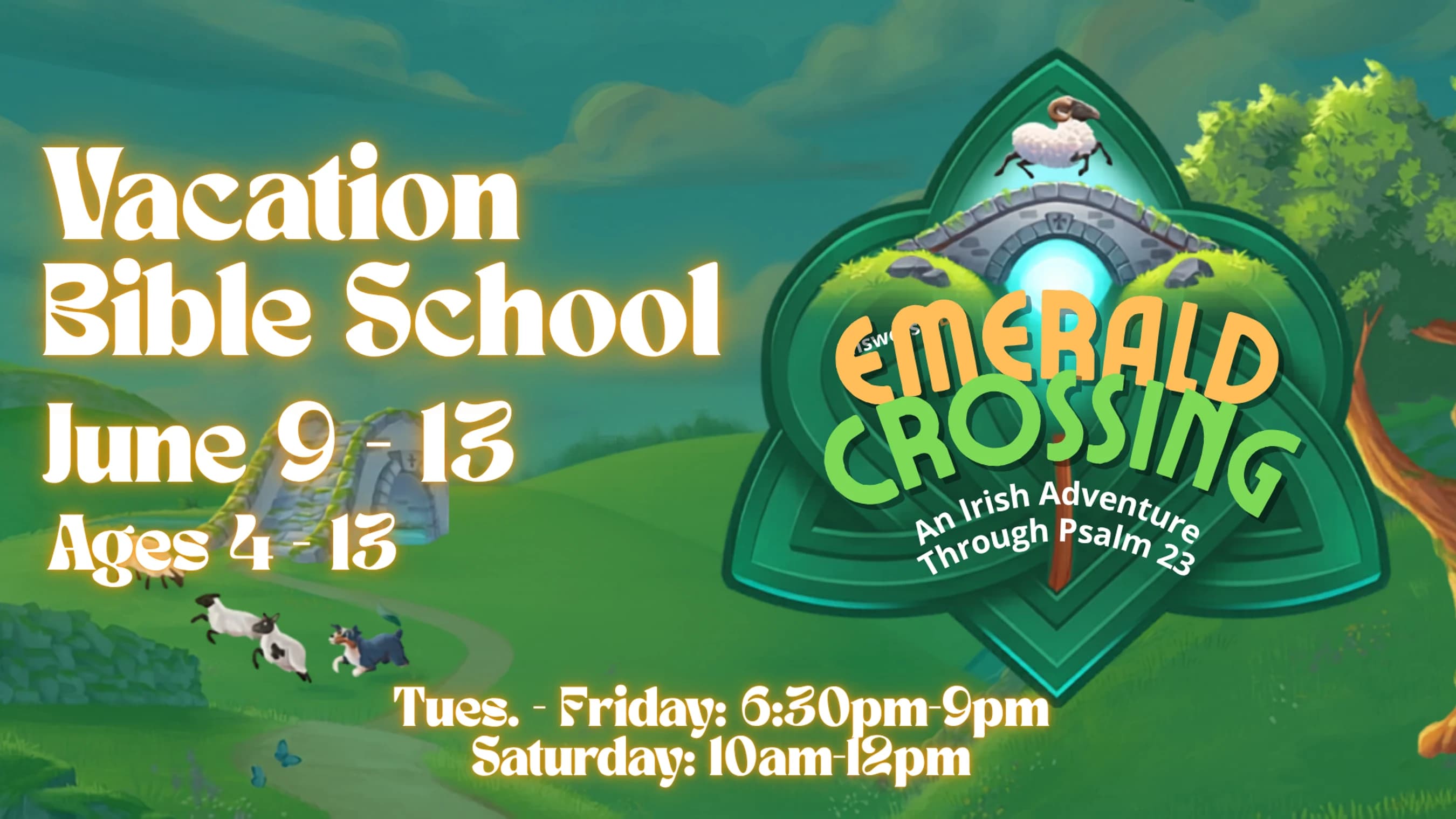 <br><span style="font-weight: normal;">Journey through Ireland in Emerald Crossing, where Psalm 23 comes to life! Kids will explore God as Shepherd, Guide, Comforter, Provider, and King through David’s story, hands-on activities, and apologetics.&nbsp;</span>