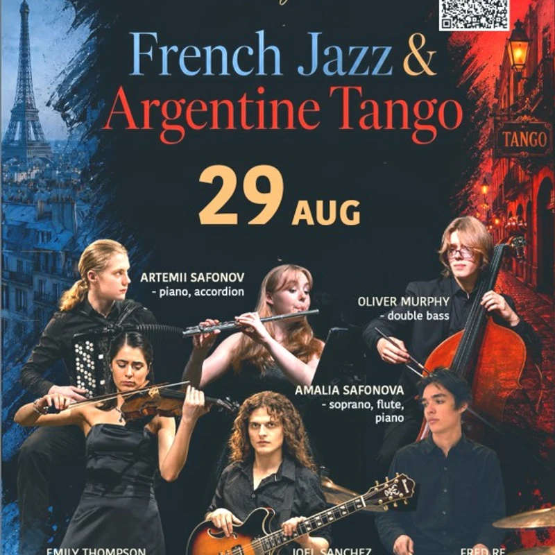 Wrap up the ArtBurst weekend with a brilliant concert of <b><i>French Jazz &amp; Argentine Tango </i></b>by BellSonance Productions.
