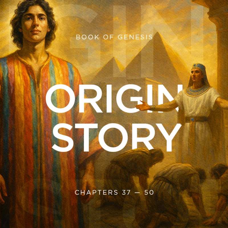 An illustration of the biblical story of Joseph, showing him in his colorful coat and as a ruler in Egypt with his brothers bowing before him.