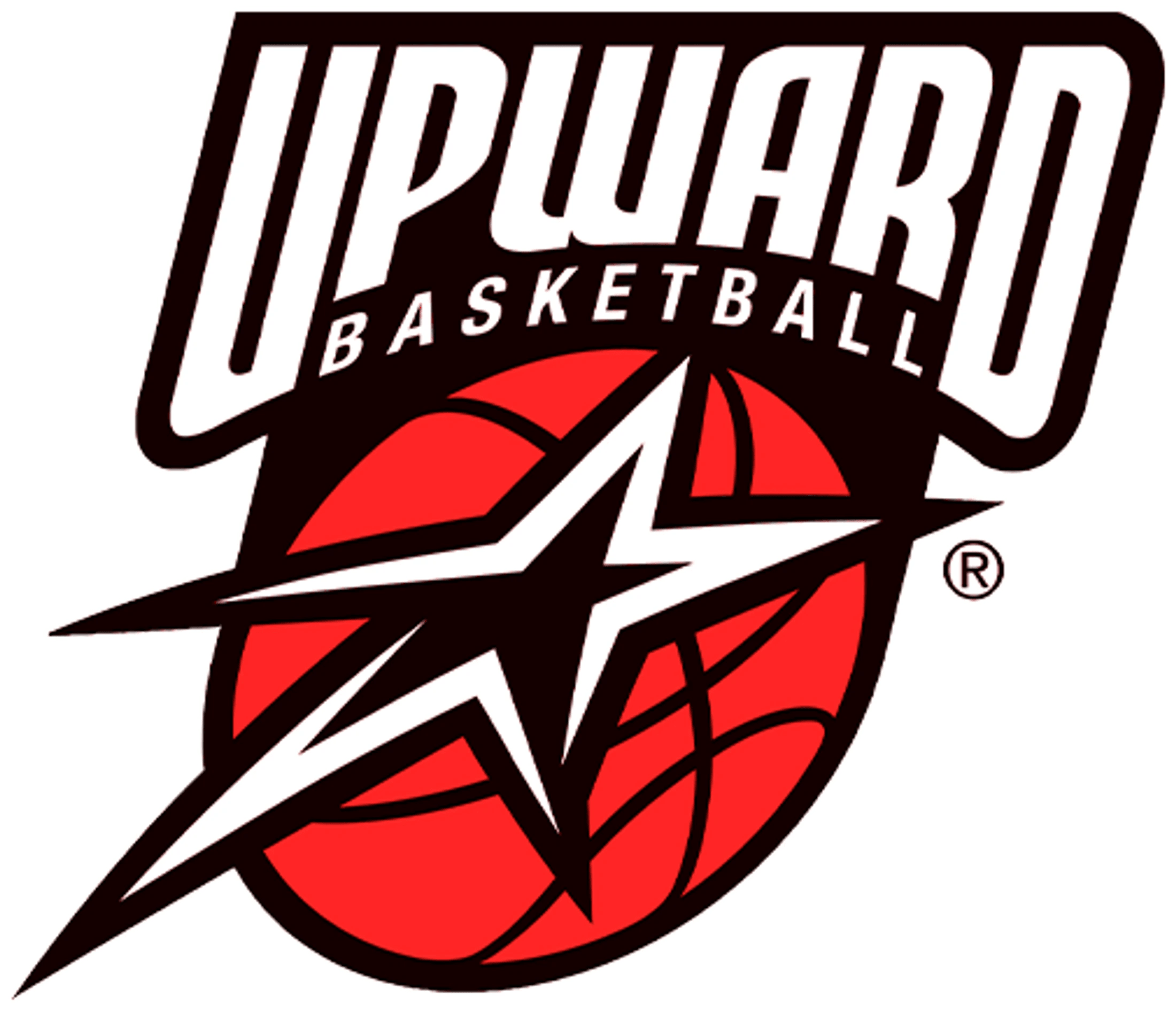 The logo for Upward Basketball, featuring the words 'Upward Basketball' above a four-pointed star superimposed on a red basketball.