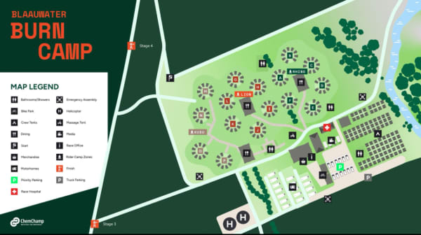 A visual of the Gravel Burn Burn Camps.