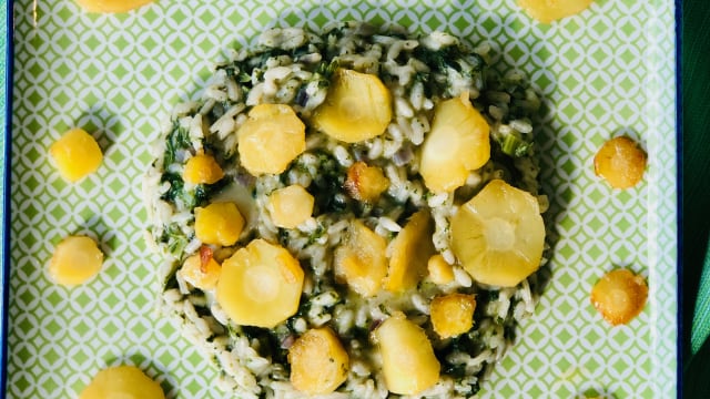 Risotto cavoli ricci, pastinaca in agrodolce, taleggio - piatto