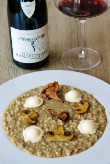 RIsotto cremoso ai funghi con bavaresi al Parmigiano Reggiano - frontale