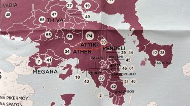 Vino Retsina - mappa Grecia Centrale e Attica