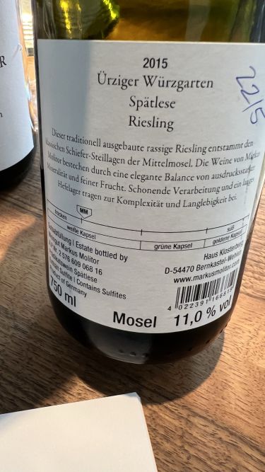 I magnifici Riesling di Markus Molitor - assaggio 1