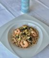 Farro perlato con gamberi, zucchine e zafferano