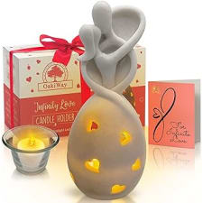 oakiway anniversary, wedding gifts for couple/her - infinity love candle holder statue w/flickering led - gifts for wife, bridal shower, engagement, parents, wedding registry, christmas, valentines