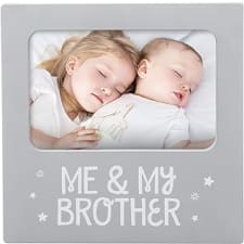 tiny ideas me and my brother picture frame, sibling keepsake, ideal big brother gift, gender neutral nursery decor, gray
