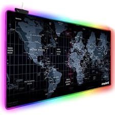 extended rgb gaming mouse pad, extra large gaming mouse mat for gamer, waterproof office desktop mat with 10 lighting mode, for pc computer rgb keyboard mouse - 31.5'' x 15" x 4mm(map)
