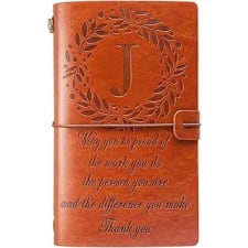 thank you gifts monogrammed initial leather journal make a difference notebook inspirational gifts appreciation gifts employee boss pastor volunteer nurse doctors teacher coworkers for women
