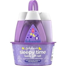 johnson's sleepy time bedtime baby gift set with relaxing naturalcalm aromas, bedtime baby bath shampoo, wash & lotion essentials, hypoallergenic & paraben-free, 4 items