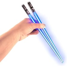 lightsaber chopsticks light up - led glowing light saber star wars chop sticks - reusable sushi lightup sabers chopstick set of 1 blue pair