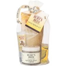 burt's bees mothers day gifts for mom, hand repair gifts set, 3 hand creams plus gloves - almond milk hand cream, lemon butter cuticle cream, shea butter hand repair cream