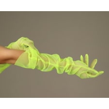 yellow tulle fashion gloves, neon yellow long gloves, couture mesh tulle gloves