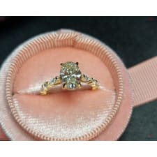 1.5 carat e , vvs2 clarity igi certified lab grown oval cut diamond ring, vintage marquise diamond band, unique engagement ring gift for her