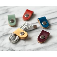 single leather cord wraps cable organizer headphone cord keeper tie ,  organizer charge cable holder , small christmas gift for her