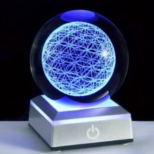 1pc 3.15in exquisite 3d flower of life crystal ball lamp - color-changing led base, grid earth night light, spiritual decoration, birthday and christmas gift for women, mothers, wives, and spiritual seekers - unique meditation and yoga accessory