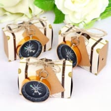10pcs, vintage golden compass favors 10pcs/bag, 1.7 inch diameter travel-themed hanging charm with gift box & rope for party souvenirs and decorations