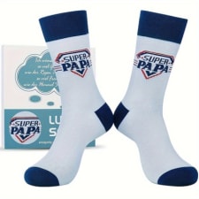 men's novel letter crew socks, cotton blend breathable comfy casual unisex socks for men's outdoor wearing all seasons wearing street style gifts for dad gift for dad birthday best dad