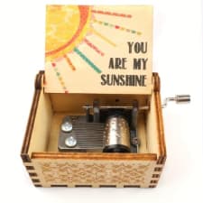 1pcs you are my sunshine music box, hand crank wooden vintage laser engraved small musical box gift for for wife/mon/dad music box gifts for birthday/christmas/anniversary/wedding/valentine/mother's day