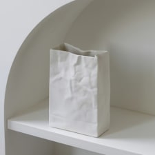 1pc crinkle paper bag vase, unique ceramic decorative vase, minimalist nordic boho style for modern home decor, wedding dinner table party living room office bedroom, decorative gift