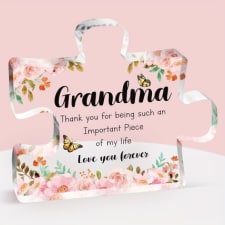 1pc acrylic puzzle plaque, flower printed, thank you gifts for grandma, best grandma gifts, for desktop ornament home living room decor ornament, room decor tabletop display ornament, for thanksgiving, christmas