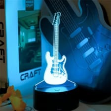 1pc 7colors gradient guitar 3d night light, touch black base creative desktop light, bedroom, living room atmosphere light, room decor light, novelty night light, music lovers, literary lovers, gift for girls boys