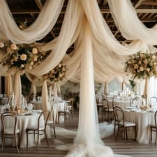 elegant champagne sheer drapes 2-piece set, 26.2ft polyester blend curtains for wedding arch, versatile backdrop for romantic occasions, ideal for ceremonies, celebrations & decor - no additional accessories needed