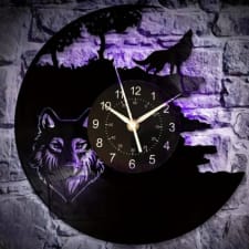 1pc vinyl record wall clock, wolf theme wall clock, silent clock, for birthday, for living room bedroom, room home decor, kitchen office decor, mother's day spring school season graduation gift