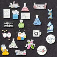 20pcs chemistry enamel pin set - cute cartoon molecular formulas, test tubes & beakers - perfect gift for science lovers