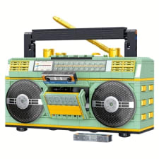 riceblock vintage radio building blocks set | light green abs | collectible model toy | gift for adults & | educational diy construction kit | compatible with major brands | ages 3 & up