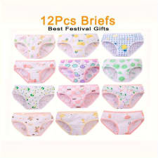 12pcs girls' cotton sports briefs - breathable, comfy & cute cartoon print underwear for youngsters