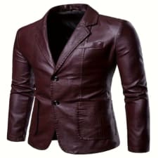 leather jacket - slim fit pu leather jacket - flip collar, solid color, windproof -  casual wear, outdoor activities - men - stylish, warm, and durable - effortless style! unstoppable confidence!