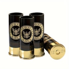 [customer favorite] u.s. navy 12 gauge shot glasses set - 4pcs, reusable plastic drinking cups for cold beverages, perfect novelty gift for holidays & father's day, 1.5oz