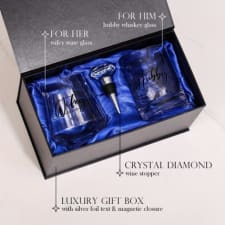 wedding gifts for couples/ engagement gifts for newlyweds, unique bridal bouquet gifts, whisky glasses with diamond cork set