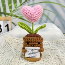 3pcs soft wool crochet heart pot, handmade emotional support plant with sunflower pot decoration for birthday gifts room decor