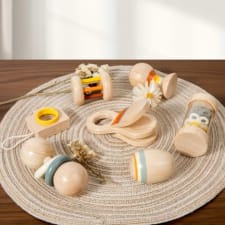 7-piece wood musical instrument set for babies and toddlers - apricot wooden sensory toys for grasping and sound recognition, ideal for christmas/halloween gift, suitable for 0-3 years