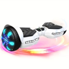 simate hoverboard for kids, self balancing scooter with colorful led lights, gifts for kids & teens & adults, for all ages, white
