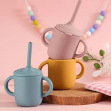 hailian silicone sippy cups with handles and straw, bpa-free, reusable, shatterproof toddler drinking cups for babies, hand wash only, mixed color - ideal for thanksgiving and christmas gifts