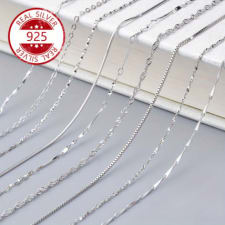 925 pure silver thin chain necklace simple style neck chain jewelry clavicle chain accessory with gift box