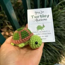 handcrafted crochet turtle keychain: adorable spring, summer, fall, winter gift for friends and family - no battery required