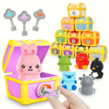 educational fine motor skill development toy set with 10 surprise animal finger puppets & number combination locks, color matching & sorting game for ages 3+, interactive pirate treasure hunt learning gift - coogam store