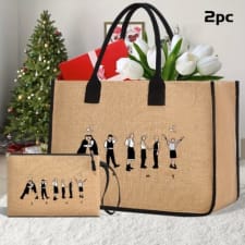 chic kpop star print tote bag set for women - fashionable open-top shoulder bag with matching cosmetic pouch, perfect gift for sisters, colleagues & friends