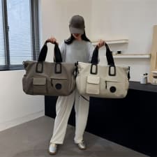 chic black oxford fabric tote bag for women - spacious & lightweight, casual shoulder travel handbag with zip closure, durable polyester lining, perfect for everyday use