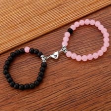 4pcs/set stretchable heart matching bracelets, ideal gift for best friends, couples, family members