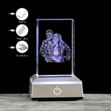 custom photo glass keepsake with led color light base - laser engraved, usb powered, perfect for birthdays, christmas, valentine's & new year gifts - stylish indoor decor for pet lovers