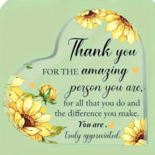heartfelt appreciation plaque - 1 piece contemporary heart-shaped acrylic decorative sign with stand - inspirational multipurpose gift for teacher, nurse, family, friends, colleagues - english - ideal for home, office, or classroom decoration - express gratitude and recognition