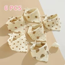 6pcs muslin baby bibs, baby bandana multi-use scarf bibs for boys girls easter gift