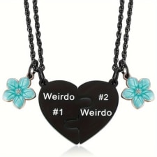 2 pieces of detachable flower heart puzzle necklace, unisex friendship couple necklace, gift accessory